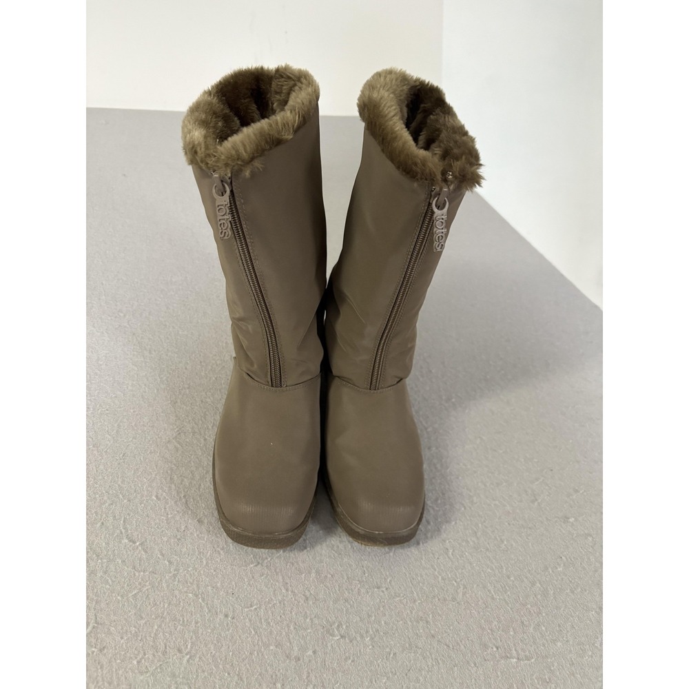Totes Snow Boots Girls Size Medium Brown Faux Fur Zip Winter Warm‎ 55001